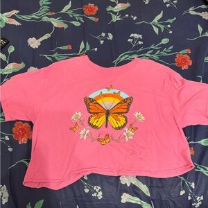 Pink Butterfly Graphic Kids T-Shirt